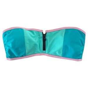 Aerie Green Teal Pink Bikini Bandeau| Size M